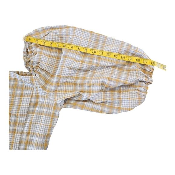 NWOT Anthropologie Maeve Plaid Square Neck Smocked Puff Sleeve Blouse Size Large - Picture 6 of 9